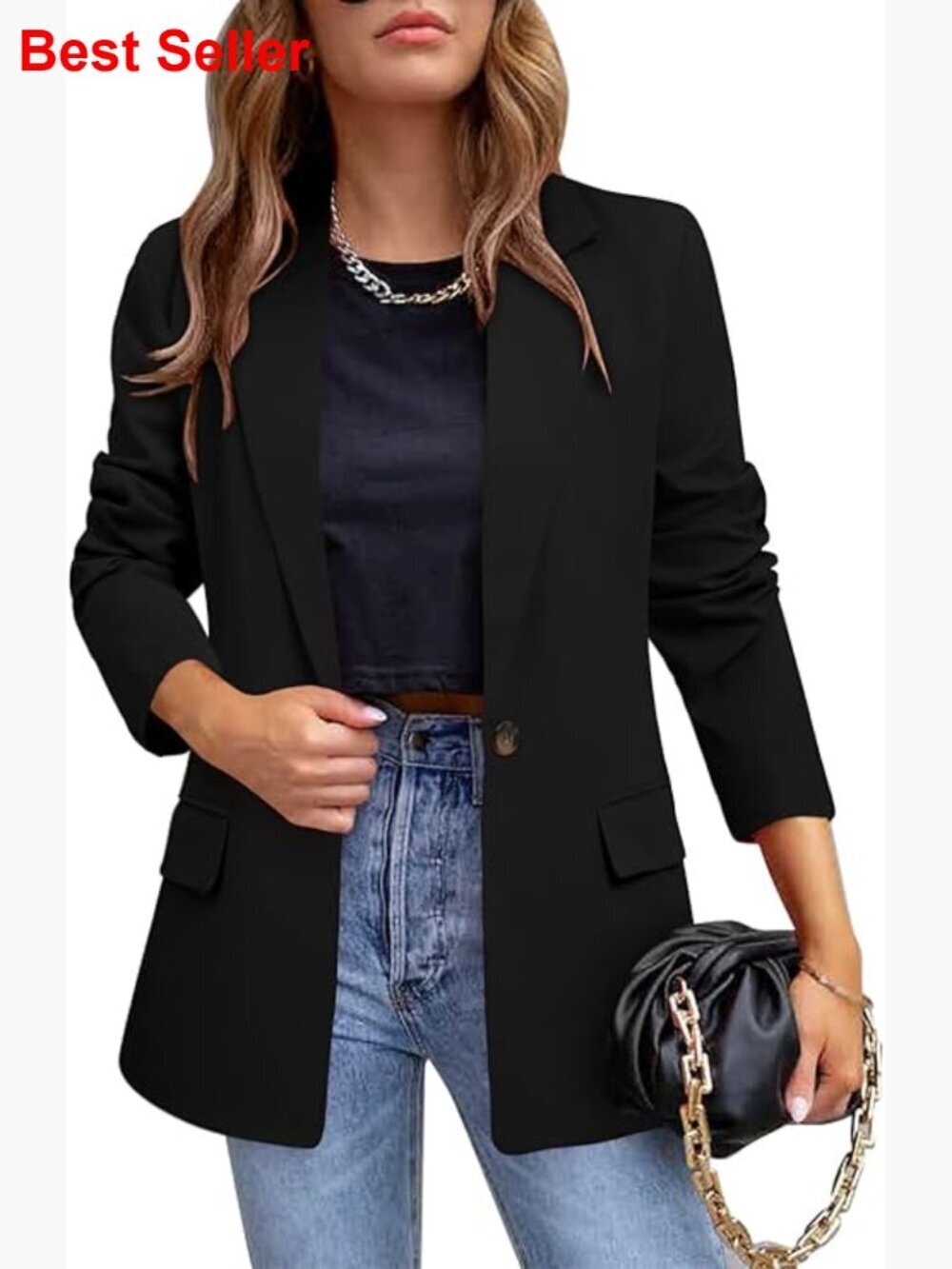 Long Sleeve Open Front Blazer with Leopard Lining, Lightweight Polyester Spandex